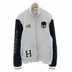 ハイドロゲン HYDROGEN スポーツウエア SPORTSWEAR スカルプリント ジップアップジャケット バイカラー XL ベージュ 黒 ブラック /EEのサムネイル