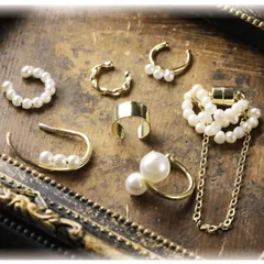 ７点！パール＆メタル イヤーカフ レディース 人気 ゴールド 片耳 かわいい 女性用 アクセサリー イヤーフック イヤカフ アクセサリー フープイヤリング イヤークリップ イヤーアクセ フェイクピアス プチプラ 格安 お得 クリスマス デート 重ね付け