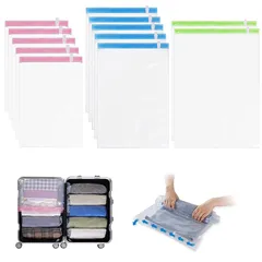 Hoxhyon 圧縮袋 旅行 衣類圧縮袋 12枚入 約80％圧縮 真空あっしゅく袋 洋服 ダウン アウター 毛布 薄手の布団 掃除機不要 手巻き 防カビ 防虫 衣替え 収納 トラベル 出張 引っ越し 家庭用 再利用可能 旅行便利グッズ 50*70cm(2枚 0