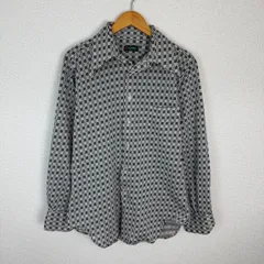 70s McGREGOR マックレガー 長袖シャツ 総柄 幾何学柄 モノトーン Lサイズ メンズ 古着 レトロ