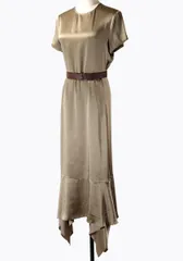 ファビアナフィリッピ　上質素材　ワンピース　コットンシルク　定価40万円 セール】 【Sサイズ有】コットンシルク ロング フレア ワンピース