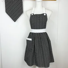 小さな木の葉模様のハンドメイド子供エプロンと三角巾のセット