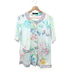 LEONARD レオナール 花柄 半袖カーディガン L 濃紺 総柄 - メルカリ