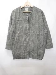 ◇ ⊇ SM2 サマンサ モスモス チェック ノーカラー 長袖 コート サイズF ブラック系 レディース E  【1507160014292】