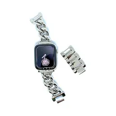 Royce&Roland Apple Watch ステンレス チェーン ベルト ブレスレット シルバー バンド (シルバー 38/40/41)
