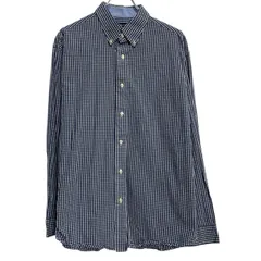 NAUTICA 長袖 チェックシャツ 17 L 程 ブルー ホワイト グリーン ノーティカ ボタンダウン カジュアル 古着卸 アメリカ仕入 a701-5996のサムネイル