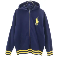 Polo by Ralph Lauren ポロバイラルフローレン ビッグポニー刺繍 長袖 スウェット ジップパーカー XL 18-20 ネイビー キッズ 古着