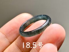 L13-113 氷種 煙灰〜黒翡翠 18.5号 グアテマラ産 A貨 本翡翠 くりぬき リング