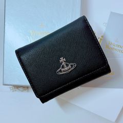ショッパー付Vivienne Westwood 3つ折り財布 ブラック マット 新品未使用】Vivienne Westwood 三つ折り財布 がま口 黒 - メルカリ