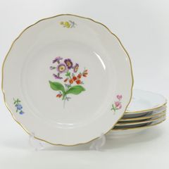 マイセン プレート■ベーシックフラワー ブーケ 二つ花 サラダプレート 18cm 洋食器 皿 5枚セット 1級品 Meissen