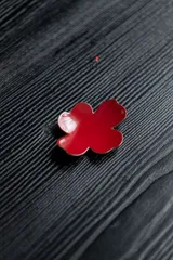 花型茶托（赤・3枚セット）　茶杯用茶托　陶器　煎茶　ほうじ茶