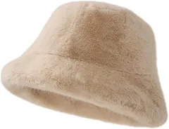 FUPUTWO バケットハット レディース 防寒 帽子 暖かい ふわふわ 無地 バケハ 秋冬 JP アルファベット Free Size(ベージュ,  Free Size)