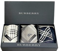 未使用 バーバリー ハンカチ  ホワイト　ネイビー　グレー チェック スカーフ　 綿　コットン 100％　 　レディース メンズ BURBERRY 　3枚セット