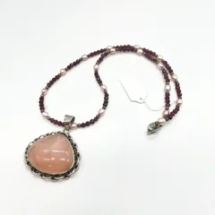 ネックレス 天然石 シルバー ローズクォーツ アメジスト 淡水パール シルバー925 ハンドメイド 一点もの レディース 優しい色合い 高品質 おしゃれ 個性派 フェミニン プレゼント ギフト ジュエリー パワーストーン 癒し ナチュラル