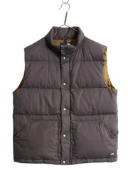 【お得なクーポン配布中!】 US企画 ノースフェイス ダウン ベスト メンズ M / The North Face 重ね着 フルジップ アウトドア ハイネック ポケット付き コットン グレー