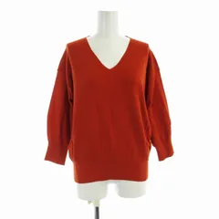 グリーンレーベルリラクシング ユナイテッドアローズ green label relaxing FFC アゼ x テンジク Vネックニット プルオーバー 七分袖 F オレンジ 3613-119-2058 /RO