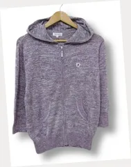 ④【送料無料】【新品未使用】パーソンズ PERSON'S ジップアップ ニットパーカー ラメ糸 ロゴ 紫ピンク系 赤 Lサイズ 秋冬春用■管理番号L26390AWS23-221013-50 （4）5/22