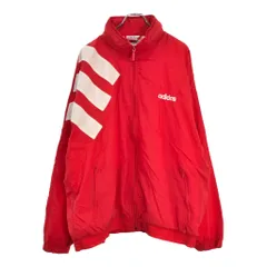 80年代 adidas アディダス ナイロンジャケット スポーツ レッド(メンズ XL)中古 古着 V4693