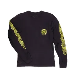 CHROME HEARTS (クロムハーツ) Yellow Made In Hollywood LS Tee イエローメイドインハリウッド アームデザイン英字プリント ホースシュー長袖Tシャツ ブラック ロンT