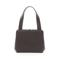 シャネル CHANEL ハンドバッグ ココマーク ダークブラウン レザー ココマーク ハンドバッグ レディース Used A