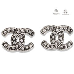 シャネル ココマーク ラインストーン ピアス シャンパンゴールド金具 10P 2010春 定番 レディース CHANEL メッキ ストラス プチ スタッド USED【ブリルトワーゼ】【丸正質舗】【質屋】（M211514)