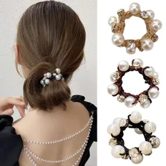 人気商品　髪留め ヘアアクセサリー 可愛い シンプル オフィス 輪ゴム 通勤 高弾性 小物 髪飾り レディース 3個セット ファッション パール おしゃれ シュシュ かわいい ヘアゴム ギフト