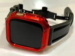 レッドブラック＠カスタム セット アップルウォッチバンド ラバーベルト Apple Watch カバー ケース メンズ レディース 38mm 40mm 41mm 42mm 44mm 45mm