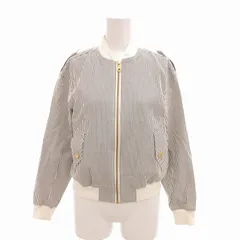 ブルーレーベルクレストブリッジ BLUE LABEL CRESTBRIDGE ジップアップブルゾン ジャケット ストライプ ロゴジップ シアサッカー 38 M 白 ホワイト グレー /TZのサムネイル
