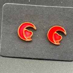 【新品】樹脂ピアス 両耳セット 金属アレルギー対応 樹脂キャッチ付 ◆ピンク ゴールド  月 ムーン 大きめ 可愛い  チャーム◆ワンポイント スタッドピアス◆ 樹脂ポスト 軽量 シンプル デザイン