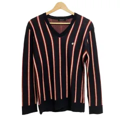 LOVELESS(ラブレス) 長袖セーター サイズ2 M レディース - ダークネイビー×レッド×白 Vネック/ストライプ