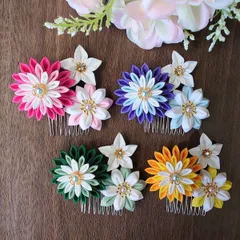 つまみ細工　ダリアのミニコーム