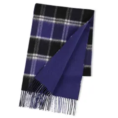[Elensia] エレンシア カシミヤブレンド リバーシブル マフラー レディース メンズ UVカット98%以上 チェック 30×186cm 160g 全13色 ブルー パープル [ブルー パープル]