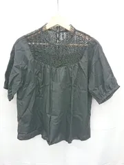 ◇ ⊂ ehka sopo エヘカソポ レース 半袖 ブラウス カットソー サイズＭ ブラック レディース E  【1506110000422】