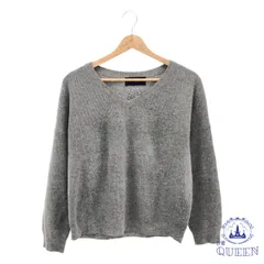 ☆美品☆ SHIPS シップス ニット トップス 長袖 Vネック シンプル カジュアル おしゃれ レディース グレー アンゴラ 901-14409 送料無料 古着