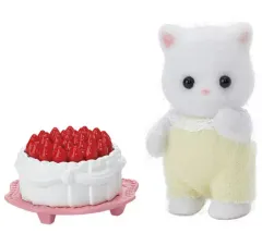 【中古】おもちゃ 2.ペルシャネコの赤ちゃんとケーキ・皿 「シルバニアファミリー 赤ちゃんコレクション 赤ちゃんパーティーシリーズ」