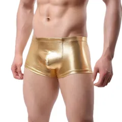 ボクサーパンツ 下着 メンズ ストレッチ 運動 スポーツ ボクサーブリーフ 前閉じ 無地 アンダーウェア M ゴールド
