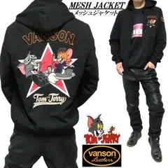 vanson バンソン トムとジェリー コラボ 刺繍 MA-1 メッシュジャケット パーカー/フード 取り外し可能 メンズ/レディース ヴァンソン 撥水 UVカット TOM & JERRY キャラクター  ブラック サイズM-L-XL-XXL TJV-2514