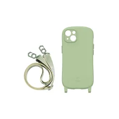 iFace Hang and iPhone 14 ケース シリコンハード/ショルダーストラップ セット (ライトカーキ) 【アイフェイス アイフォン14 用 カバー ショルダー ケース 】