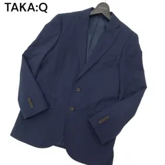 TAKA:Q タカキュー 通年 総裏 ECO LINING ストライプ★ アンコン テーラード ジャケット Sz.A5　メンズ ネイビー