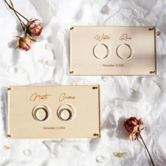 名入れ 【天然木とアクリルのリングピロー】おしゃれ ウェディング 結婚式 結婚祝い お祝い ギフト プレゼント 贈り物 記念日 結婚指輪 リングボーイ リングガール