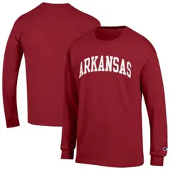 【送料無料】 チャンピオン メンズ Tシャツ トップス Men's Champion Cardinal Arkansas Razorbacks Basic Arch Long Sleeve T-Shirt Ark Red