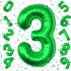 【在庫セール】披露宴 結婚式 パーティー お祝い 記念日 ギフト 女の子 男の子 飾り付け ハッピーバースデー ナンバー3 40インチ 誕生日 アルミ風船 グリーン 数字バルーン Exgox