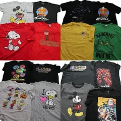 古着卸 まとめ売り キャラクター 半袖Tシャツ 16枚セット (メンズ Ｌ /XL ) スヌーピー ミッキー マリオ スポンジボブ 中古 古着 MZ4907