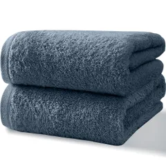新品 バスタオル 2枚セット スモークブルー HOSUR ホテル仕様 厚手 ふかふか 綿100% 60*120cm 高吸水 速乾タオル 耐久性 無地 毛羽落ち少ない ギフト