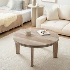 こたつテーブル 68×68cm 円形 単品 コンパクト シンプル 机 ローテーブル こたつ 台 こたつ台 オールシーズン おしゃれ 2色 ホワイト オーク