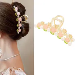 【在庫セール】HAPVITAL バンスクリップ ヘアクリップ オフィス シンプル ヘアアクセサリー 髪留め クリップ 大きめ オフィス おしゃれ 贈り物 レディース用 髪飾り 1個セット(ピンク)