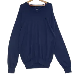 TOMMY HILFIGER/トミーヒルフィガー ニット セーター 長袖 ワンポイント刺繡 オーバーサイズ ビッグシルエット China製 メンズ XXL ネイビー