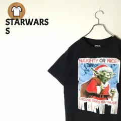 STARWARS 半袖 Tシャツ tシャツ S ブラック 黒 B107 ダークカラー ダークトーン コットン 綿 スターウォーズ ヨーダ クリスマス サンタ
