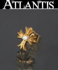 CHROME HEARTS 銀座店 クロムハーツ 22K No2 CHクロス スタッド アフターダイヤ ピアス メンズ ゴールド 100026