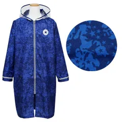 【迷彩 ネイビー×ブルー】 レインコート キッズ ランドセル対応 ファスナー コンバース (20CON-RC) 130 140 150cm 男の子 女の子 小学生 中学生 子供 こども ジュニア おしゃれ 自転車 リュック 対応 カッパ